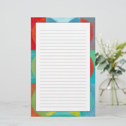 Heldere Pop met cirkels en vierkantjes Briefpapier (Staand voorkant)