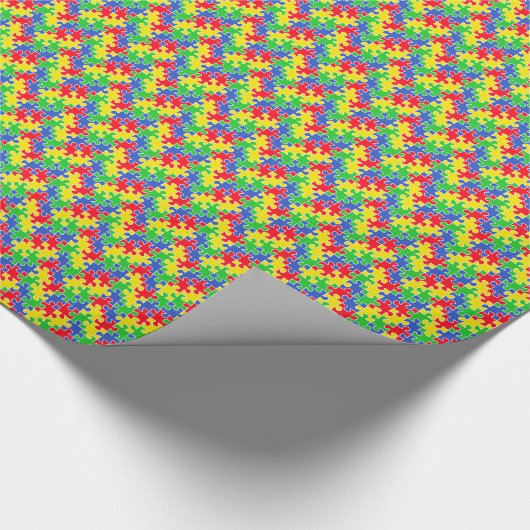 Heldere primaire kleuren Jigzaag Puzzle-stukken Cadeaupapier (Hoek)