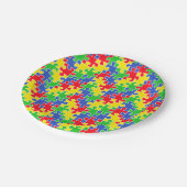 Heldere primaire kleuren Jigzaag Puzzle-stukken Papieren Bordje (Gekanteld)