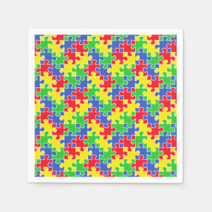 Heldere primaire kleuren Jigzaag Puzzle-stukken Servetten
