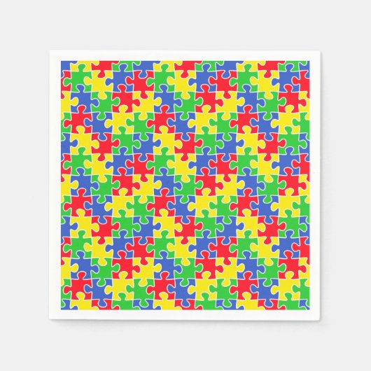 Heldere primaire kleuren Jigzaag Puzzle-stukken Servetten (Voorkant)