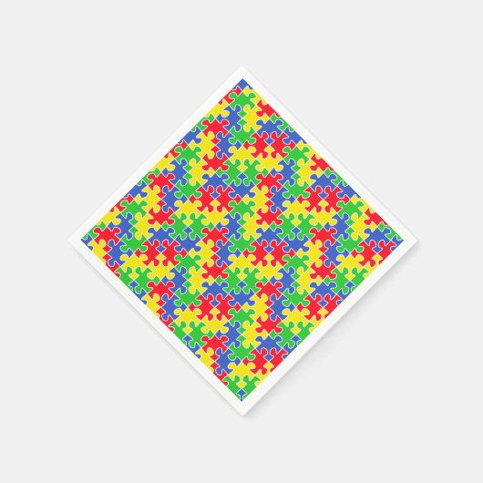 Heldere primaire kleuren Jigzaag Puzzle-stukken Servetten (Hoek)