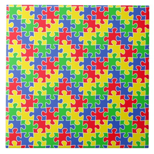 Heldere primaire kleuren Jigzaag Puzzle-stukken Tegeltje (Voorkant)