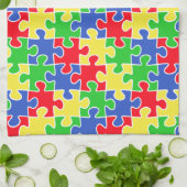 Heldere primaire kleuren Jigzaag Puzzle-stukken Theedoek (Gevouwen)