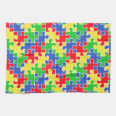 Heldere primaire kleuren Jigzaag Puzzle-stukken Theedoek (Horizontaal)