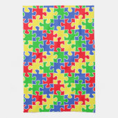 Heldere primaire kleuren Jigzaag Puzzle-stukken Theedoek (Verticaal)