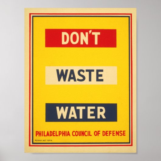 Heldere primaire kleuren, verspil geen water poster (Voorkant)