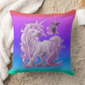 Heldere puntige regenboogroze Unicorn Kussen (Deken)