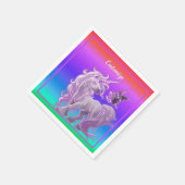Heldere puntige regenboogroze Unicorn Servet (Hoek)
