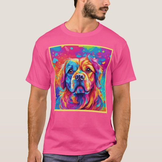 Heldere pup: kleurrijk hondenontwerp t-shirt (Voorkant)