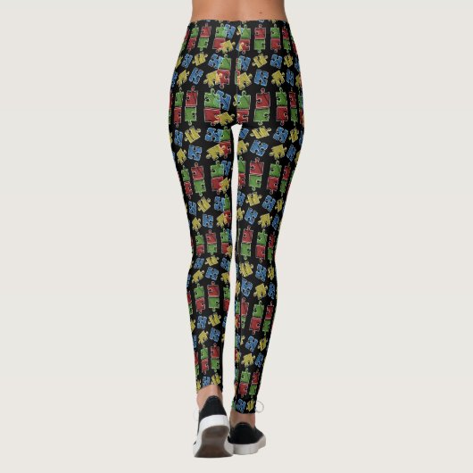 Heldere Puzzels Patroon Autisme Bewustzijn Leggings (Achterkant)