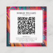 Heldere QR Code Kleurrijke Vloeibare Unieke Patroo Vierkante Visitekaartje (Achterkant)