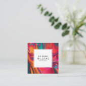 Heldere QR Code Kleurrijke Vloeibare Unieke Patroo Vierkante Visitekaartje (Staand voorkant)