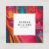 Heldere QR Code Kleurrijke Vloeibare Unieke Patroo Vierkante Visitekaartje (Voorkant)