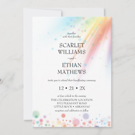 Heldere Rainbow Bubble Light LGBTQ Handfasten Kaart (Voorkant)