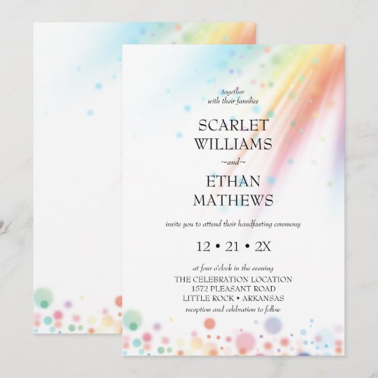 Heldere Rainbow Bubble Light LGBTQ Handfasten Kaart (Voorkant / Achterkant)