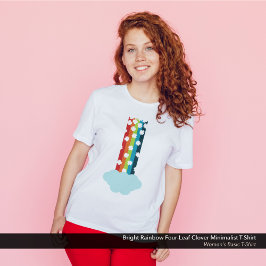 Heldere Rainbow Four-Leaf Clover Minimalist T-shirt