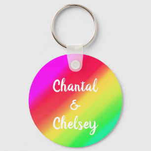 Heldere Rainbow Ombre Color Gradience aangepaste n Sleutelhanger