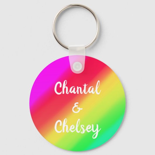 Heldere Rainbow Ombre Color Gradience aangepaste n Sleutelhanger (Voorkant)