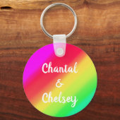 Heldere Rainbow Ombre Color Gradience aangepaste n Sleutelhanger (Voorkant)