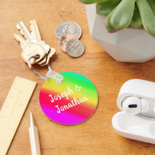 Heldere Rainbow Ombre Kleur Verloop Aangepaste nam Sleutelhanger