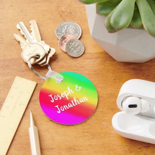 Heldere Rainbow Ombre Kleur Verloop Aangepaste nam Sleutelhanger (Bureau)