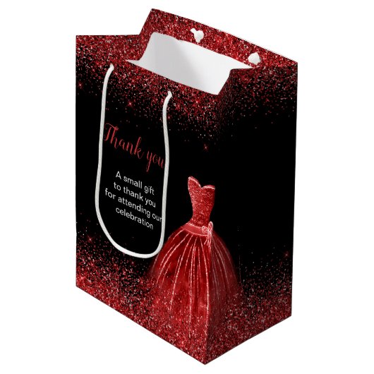 Heldere Red Dress Faux Glitter Sweet 16 verjaardag Medium Cadeauzakje