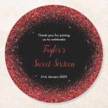 Heldere Red Dress Faux Glitter Sweet 16 verjaardag