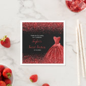 Heldere Red Dress Faux Glitter Sweet 16 verjaardag Servet (Insitu)