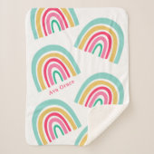 Heldere Regenbogen met Kleurrijke Naam van de Baby Sherpa Deken (Voorkant)