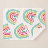 Heldere Regenbogen met Kleurrijke Naam van de Baby Sherpa Deken (Voorkant (horizontaal))