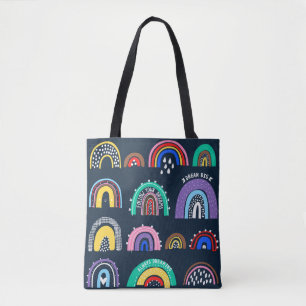 Heldere regenbogen op een donkere achtergrond. Cut Tote Bag