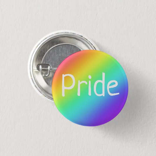 Heldere regenboog en witte PRIDE Pin-on Button (Voorkant /achterkant)