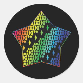 Heldere Regenboog en Zwarte Honingraat Diamant ste Ronde Sticker