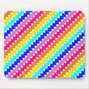 Heldere regenboog harten kleurrijke mousepad muismat