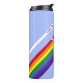 Heldere regenboog met dwars-Inspirerend blauw Thermosbeker (Gedraaid links)