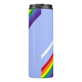 Heldere regenboog met dwars-Inspirerend blauw Thermosbeker (Achterkant)