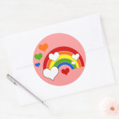 Heldere regenboog met hart ronde sticker (Envelop)