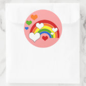 Heldere regenboog met hart ronde sticker (Tas)