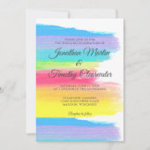 Heldere regenboog moderne vrolijke gay koppel brui kaart (Voorkant)