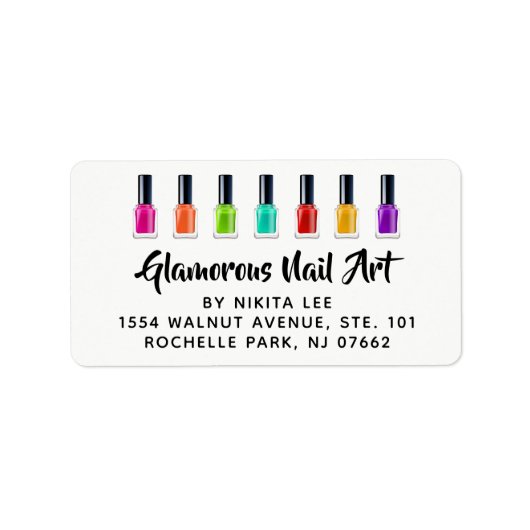 Heldere regenboog Nail Pools artikel Tech Salon Ad Etiket (Voorkant)