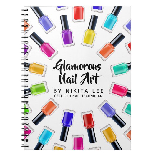 Heldere regenboog Nail Poolse kunst Tech Salon Aan Notitieboek (Voorkant)