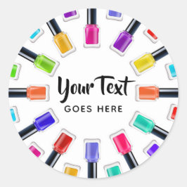 Heldere regenboog Nail Poolse kunst Tech Salon Aan Ronde Sticker