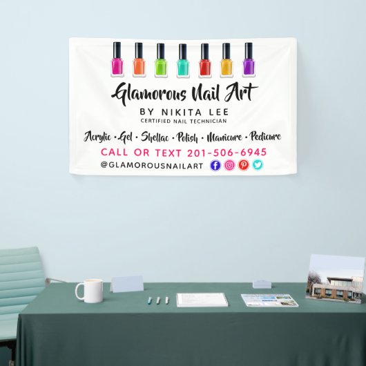 Heldere regenboog Nail Poolse kunst Tech Salon Aan Spandoek (Beurs)