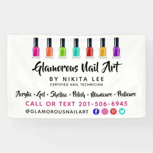 Heldere regenboog Nail Poolse kunst Tech Salon Aan Spandoek (Horizontaal)