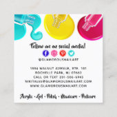 Heldere regenboog Nail Poolse kunst Tech Salon Aan Vierkante Visitekaartje (Achterkant)