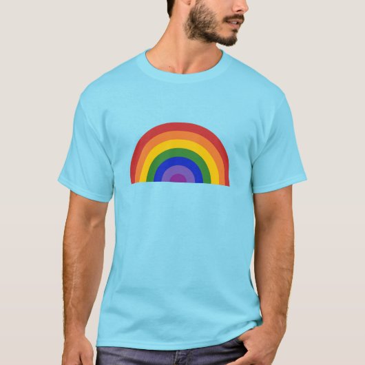 Heldere regenboog op lichte blauwe LGBT-Pride T-shirt (Voorkant)