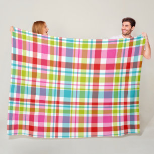 Heldere Regenboog Schotse Ruit Geruite Patroon Fleece Deken