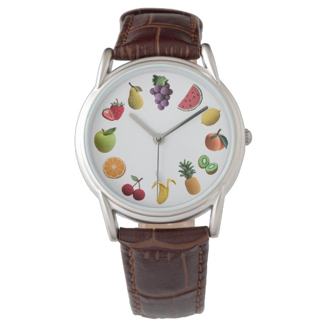 Heldere Regenboog Scrapbook Haakfruit Collage Horloge (Voorkant)