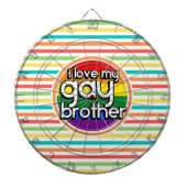 Heldere regenboog strepen; Gay Brother Dartbord (Voorkant)